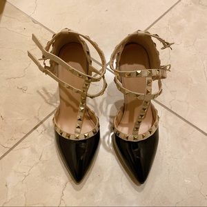 Wild Diva Black Stud Heels